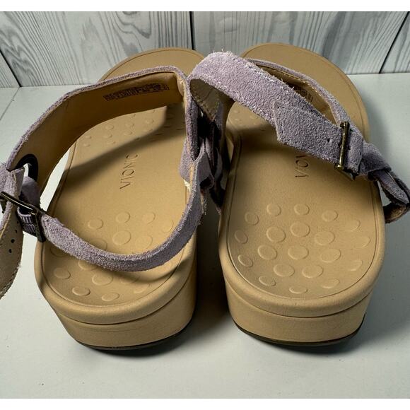 Vionic Anitra Women’s Platform Wedge Thong Sandals Lavender Suede Size 10 Wide - Picture 4 of 8